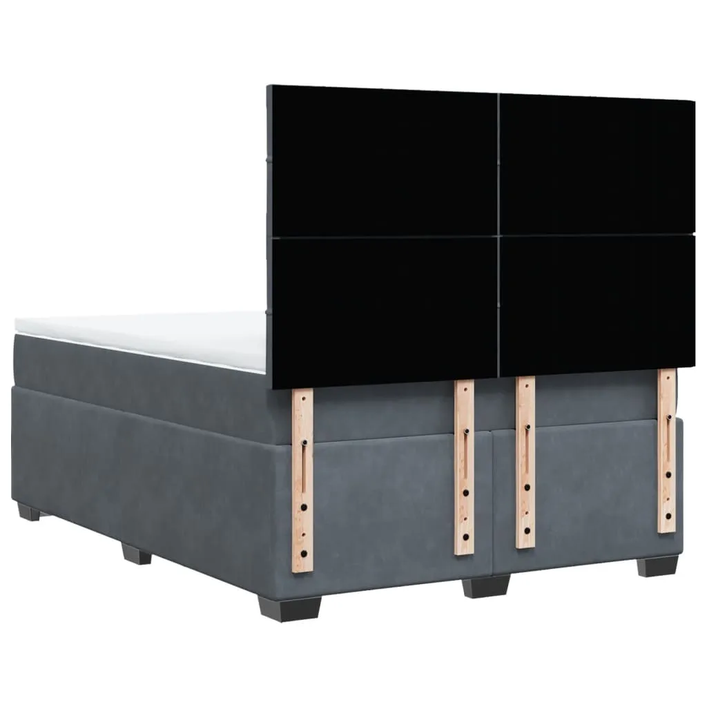 vidaXL Box Spring Bed with Mattress - Dark Grey Velvet, 140x190 cm - Ultimate Comfort & Style, Medium Firmness