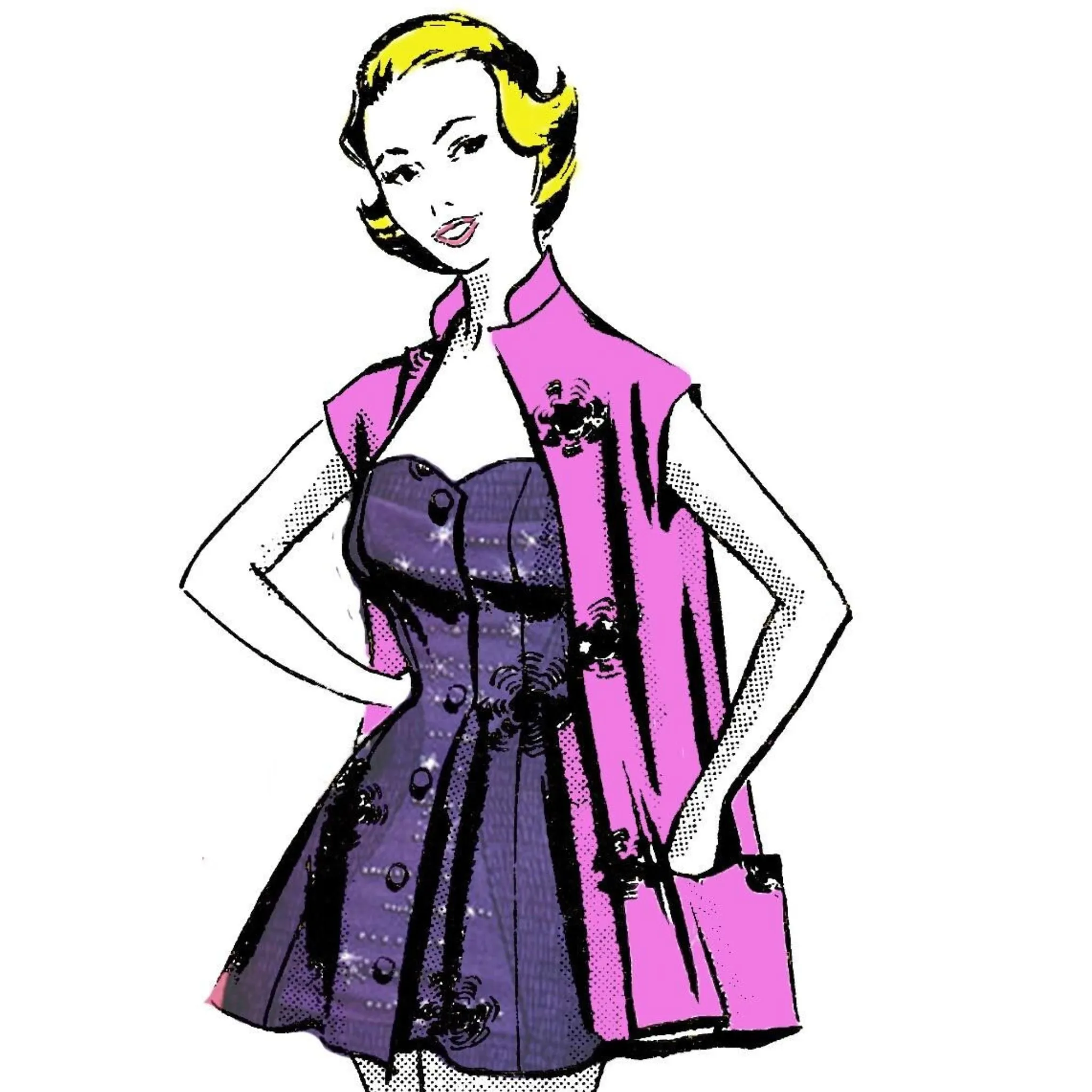 Vintage 1950s Sewing Pattern,  Beach Dress - Bust: 34” (86.4cm)