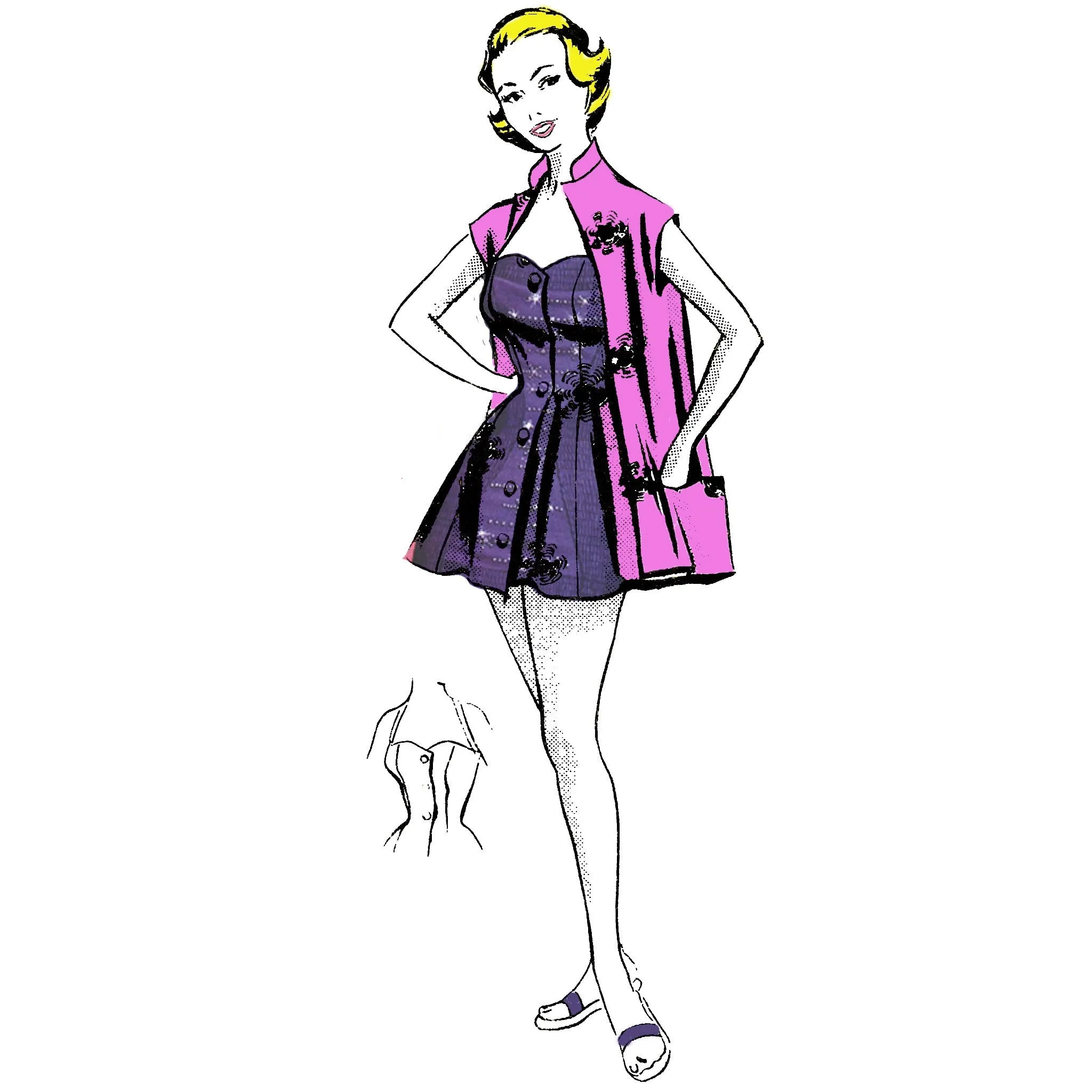 Vintage 1950s Sewing Pattern,  Beach Dress - Bust: 34” (86.4cm)