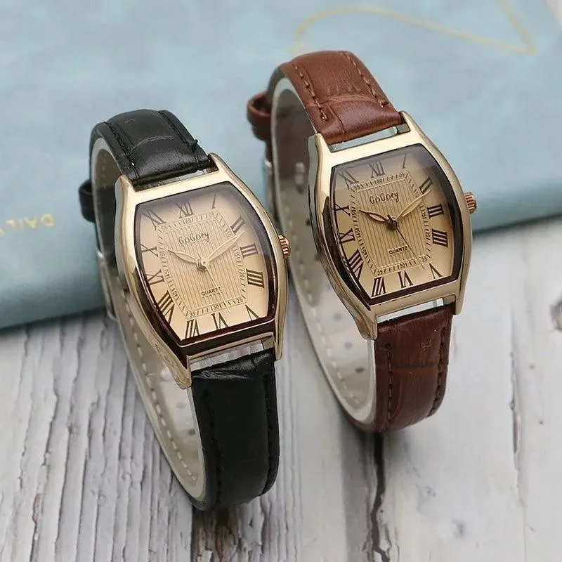 Vintage Brown Leather Women's Watch: Timeless Retro Elegance
