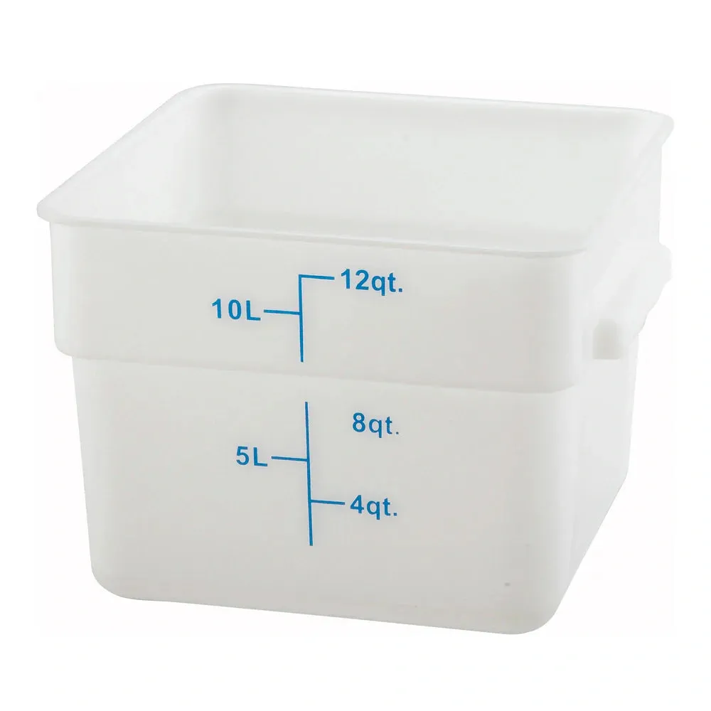 Winco PESC-12 12 Qt White Polypropylene Square Storage Container