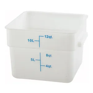 Winco PESC-12 12 Qt White Polypropylene Square Storage Container